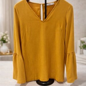 Dalia Golden Yellow V-Neck Blouse